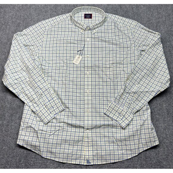 UNTUCKit Cavalon WF Shirt Mens 2XL Blue Yellow Plaid Long Sleeve Button Up New - Picture 1 of 11